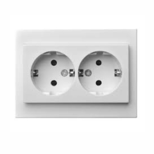 Enchufe Doble schuko con protección  16A 250V, (CAJA 5 UNIDADES)