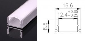 [GM00400] Perfil para tira led 2 metros 16.6mm